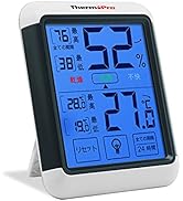 ThermoProサーモプロ　湿度計デジタル 温湿度計室内 LCD大画面温度計 最高最低温湿度表示 タッチスクリーンとバックライト機能あり 置き掛け両用タイプ マグネット付 TP55