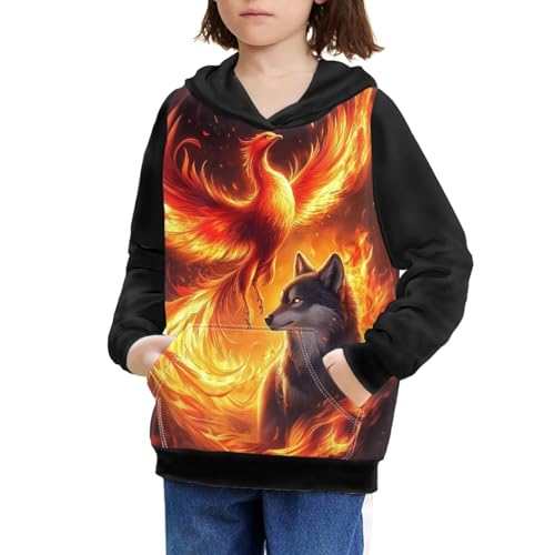 Image of WELLFLYHOM Boys Hooded Sweatshirts Hoodie Pullover Cool Graphic Crewneck Blouses Size 6-16