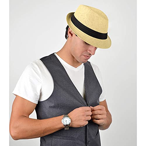 Westend Unisex Short Brim Fedora - Hats For Men & Women + Panama Hats & Straw Hats Honey Gold #TOP4