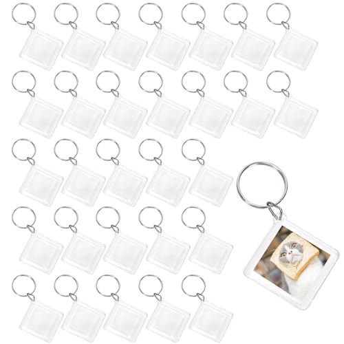 Swpeet 110 llaveros de acrílico transparente con 5 estilos con anillo de conexión, Multicolor, 45mm x 30mm
