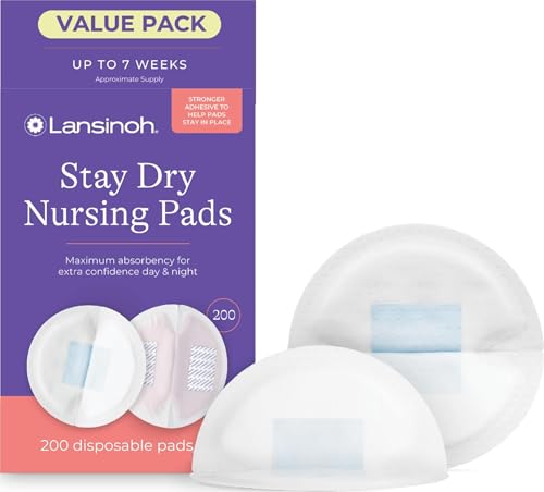 Image of Lansinoh Stay Dry Disposable Nursing Pads, Soft and Super Absorbent Breast Pads, Breastfeeding Essentials for Moms, 200 Count