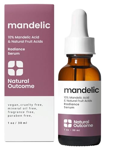 Mandelic Acid Serum 10% | Anti-Aging AHA Facial with Hyaluronic Acid | Targets Fine Lines, Dark Spots, and Wrinkles | Clarifies Acne and Stimulates Natural Collagen Production | 1 Oz Natural Outcome