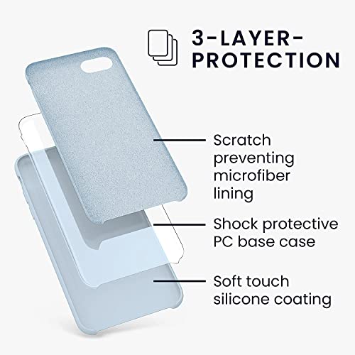 Image of VONZEE Liquid Silicone Soft Back Cover for iPhone 7 Case, Shockproof Slim Camera & Full Body Protection Non Yellowing Cover with Microfiber Lining & Logo Cut (4.7 Inch) -Mist Blue