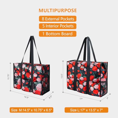 Image of TOPDesign Utility Water Resistant Tote Bag with 13 Pockets, Top Zipper Closure & Thick Bottom Support, for Working Women