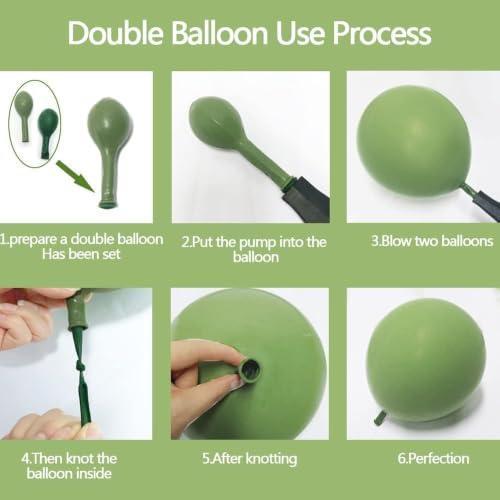 Image of Dusty Blue Green Balloon Garland Arch Kit Double Stuffed Avocado Green Balloons Thick Latex White Sand Pastel Blue Balloons Kit For Jungle Safari Neutral Birthday Baby Shower Party Deocrations