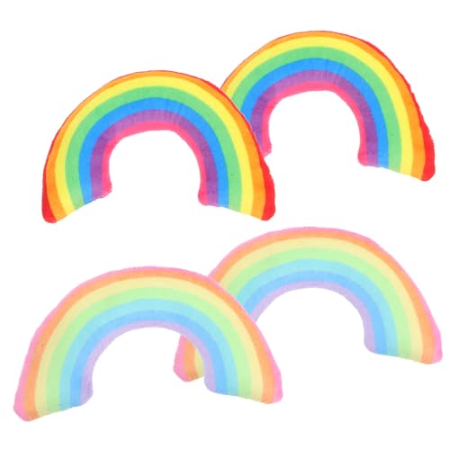 BESPORTBLE 4pcs Rainbow Catnip Pillows for Cats Plush Interactive Neck Support Toy for Deep Sleep U-Shaped Cat Pillow for Felines of All Ages Reusable and Easy to Clean