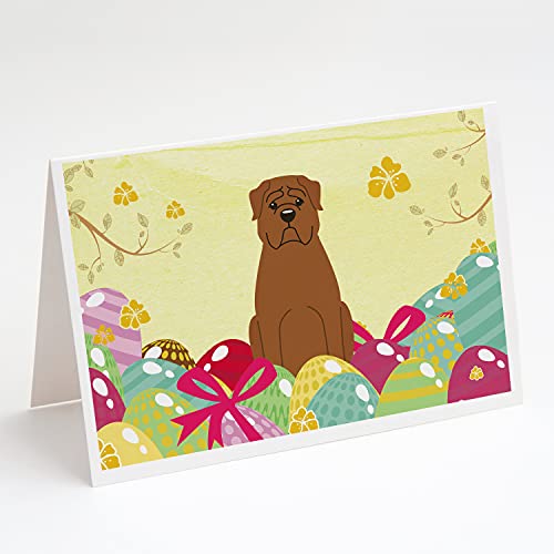 Caroline's Treasures BB6073GCA7P Easter Eggs Dogue de Bourdeaux Greeting Cards and Envelopes Pack of 8 Blank Cards with Envelopes Whimsical A7 Size 5x7 Blank Note Cards