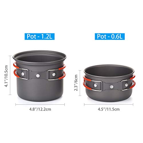 Odoland ODOLAND-OD0282-UNCA 6Pcs Camping Cookware Mess Kit With Lightweight Pot, Stove thumb #2
