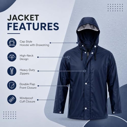 Image of Lymio Raincoat for Men | Waterproof Rain Suit with Hood | Thick Polyester, Leak Proof, Top & Pant Set | Windproof Men's Rain Coat for Bike Riding, Outdoor & Travel (Raincoat group-4)
