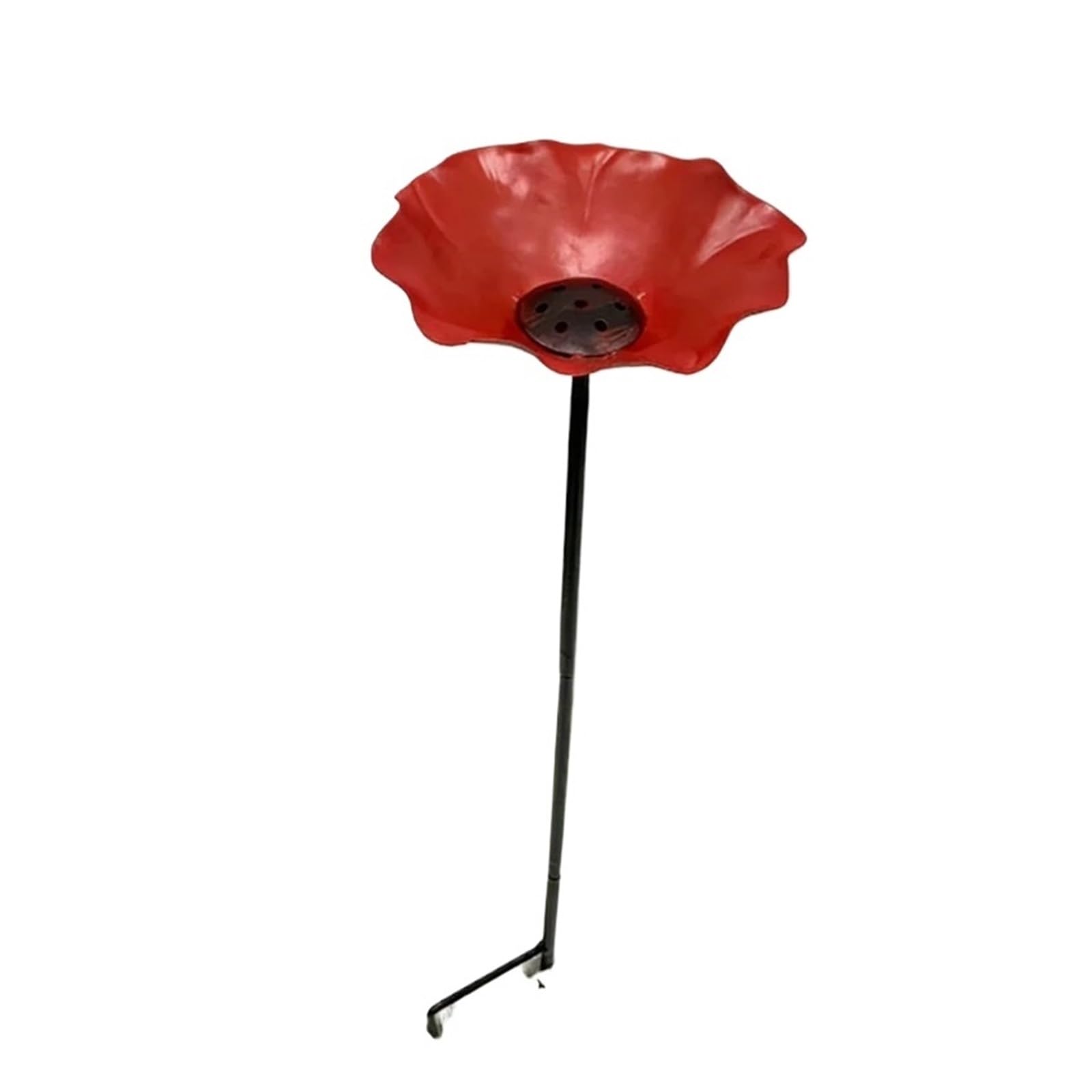 YONMLEDO Metal Flower Stakes 2pcs Handmade Flower Garden Stake Red Flower Shaped Bee Bird Waterer Floral Sculpture For Outdoor Yard Lawn Decoration