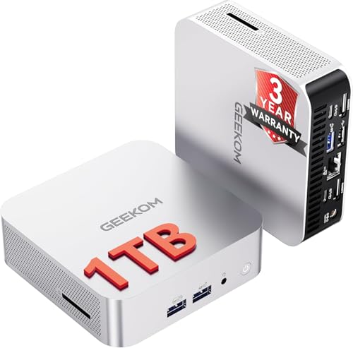 GEEKOM A6 Mini PC Windows 11 Pro AMD Ryzen 7 6800H (Best Performance Beats 5700U/6650H), 16GB DDR5 RAM (up to 96GB) 1TB SSD Mini Computer, Quad Display/Dual USB4 for Graphic Design/Video Editing