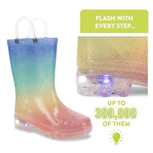 Western Chief Kids Waterproof Light Up Rain Boots With Handles for Easy On and Off for Boys and Girls3