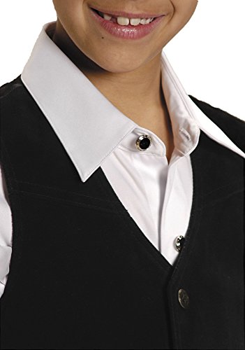 Roper Kids Boys Black Black Classic Cow Suede Leather Vest Snap Western2