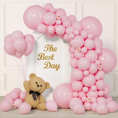 Image of 145pcs Pastel Pink Balloons Different Sizes 18 12 10 5 Inch Light Pink Balloon Arch Kit Garland for Birthday Party Graduation Baby Shower Wedding Valentine Christmas Anniversary Decorations