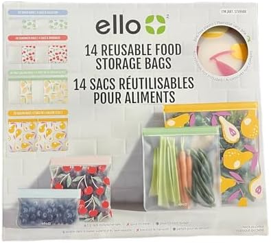 Ello 14 Reusable Produce Bags, Assorted Sizes (Snack, Sandwich, H...