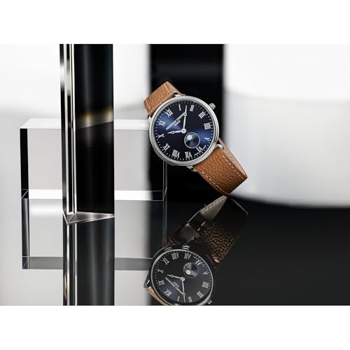 Frederique Constant Swiss Made Classic Quartz Moonphase Silver Stainless Steel Case Watch and Brown Leather Strap Blue Dial, Style:FC-206RN3S64