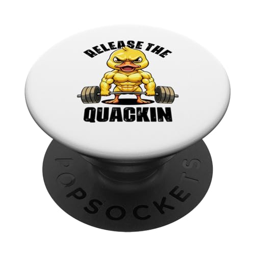 Rilasciare The Quackin Duck Lovers Funny Weightlifting Duck Duck PopSockets PopGrip Intercambiabile
