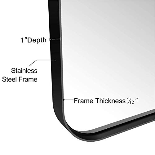 image for ANDY STAR Wall Mirror for Bathroom, 24x36 Inch Black Bathroom Mirror, 