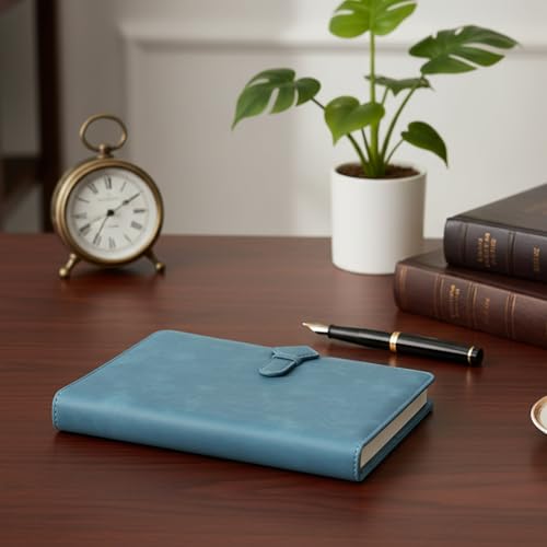 Image of A5 Leather Diary for Men & Women | Premium Refillable Ring Binder Notebook with 150 Ruled Pages | Magnetic Closure Office Diary, Planner, Personal Journal & Writing Notebook