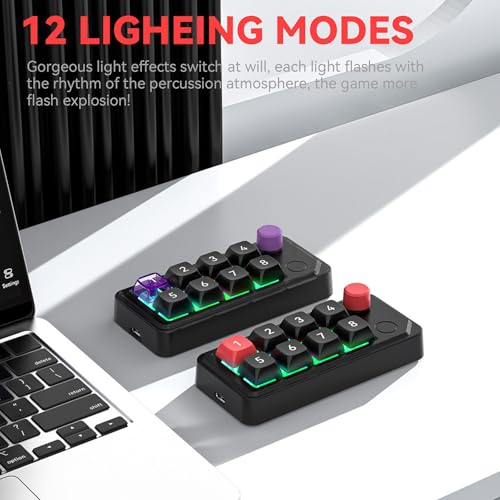 Clavier mécanique programmable macros 8 touches pavé numérique compact pour ordinateur portable - 3