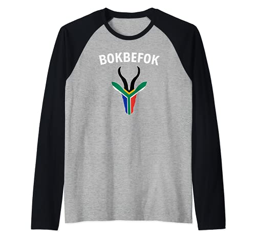 Bokbefok South African Rugby Bokke South Africa Flag Colors Raglan Baseball Tee