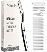 ZOMCHI Eyebrow Razor and Face Razor for Women and Men, Reusable Metal Handle with 11 Refill Blade...