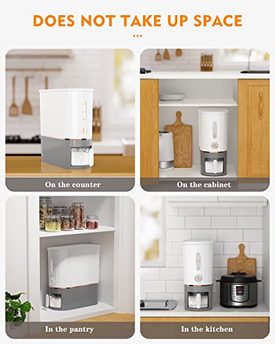 Vendotbi 26.5Lbs Rice Dispenser, Container With Measuring Cup, Large Capacity Food Storage Lid, Dispenser Kitchen Organization For Home Pantry Soybean Corn-Grey (Gsd10217) #TOP4