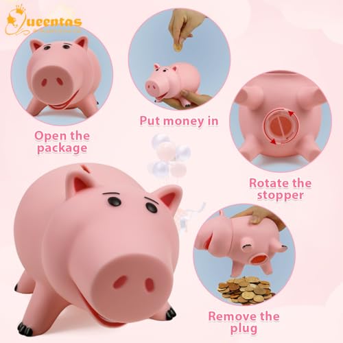 QUEENTAS Hamm Toy Story Piggy Banks for Kids large Pig Money Box Plastic Savings Bank for Children Kids Birthday Christmas(Color: Pink)
