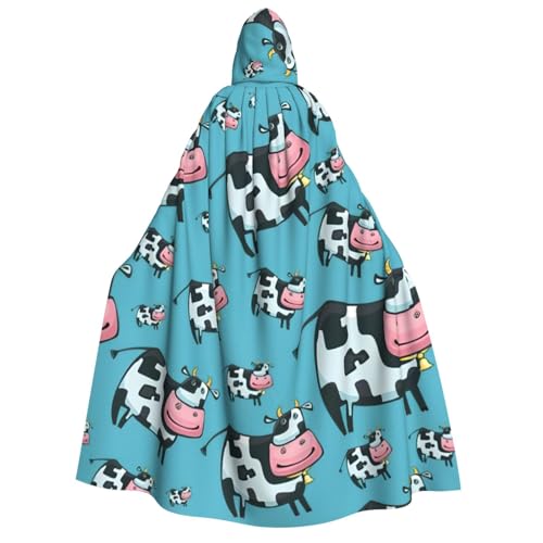 Cape à capuche avec motif imprimé vache au style médiéval fantastique