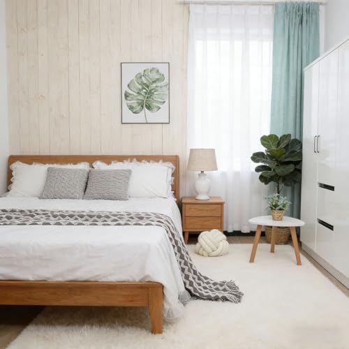 Tapis aspect fourrure blanc haut de gamme à poils ras doux 280x440 - 2