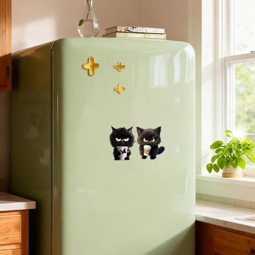 2 imanes decorativos para refrigerador de gato negro