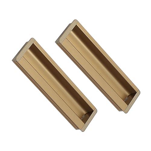 Tiradores empotrados deslizantes Manijas ocultos de Aleación de aluminio mango invisible Manillas para cajón picaportes de cocina Armario Perilla Asas Gabinete,2 piezas (80mm,Bronce cepillado)
