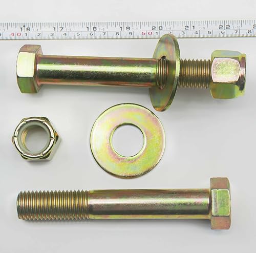 Image of 7 /8 inch x 5-1 /2 inch Hex Head Bolt by Color Galvanization with Nylon Lock nut and Large Size Washer Assortment Kit,Alloy Steel,Grade 8.(4pcs Pack),by Metalsuberg