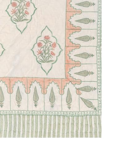 Image of Firdaus 100% Cotton Reversible AC Comforter Blanket Quilt Razai | Winter Summer All Season Dohar | Skin-Friendly Bedding | Handblock Printed Gift for Home Decor | Jaipuri Single Bed Comforter