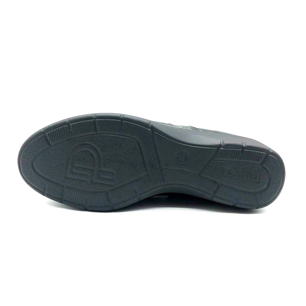 Pitillos - 10725 Botín de Mujer en Piel Napa con Detalle Serpiente, Plantilla Acolchada Extraíble, Cremallera Lateral, Cuña 4 cm, Suela Ligera Antideslizante – Negro, Hecho en España para: MUJER