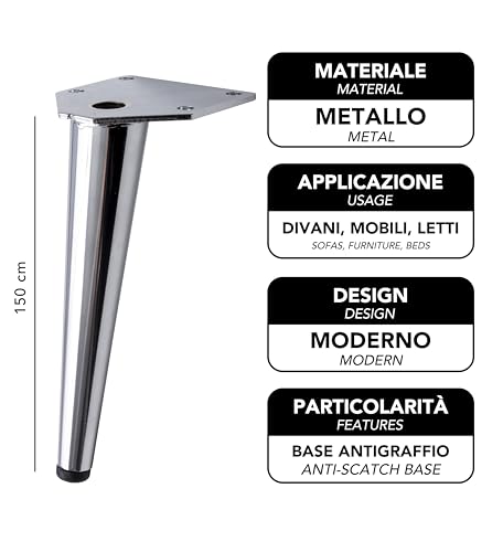 Patas de hierro de alta resistencia IPEA Swing cromadas para sofás elegantes 4