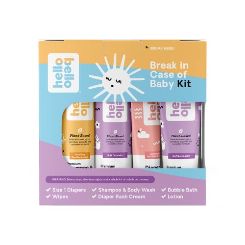 Image of Hello Bello Break in Case of Baby Gift Set - Includes Hypoallergenic Ultra-Soft Diapers, Shampoo & Body Wash, Bubble Bath, Baby Lotion, Diaper Rash Cream, and Wipes (Scents May Vary)