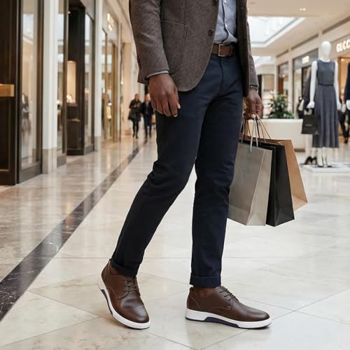 Image of konhill Men's Casual Oxford Shoes - Breathable Dress Shoes Loafers Lace-up Flat Sneakers