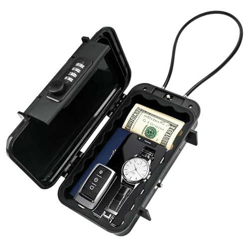 StrandSafe Wasserdichter Strandtresor zum Anketten Handy Safe Zahlencode 4-stellig Abschließbare Box Strandsafe für ihre Wertsachen Ideal für Reisen Strand/Pool/Camping Schlüsseltresor Außen