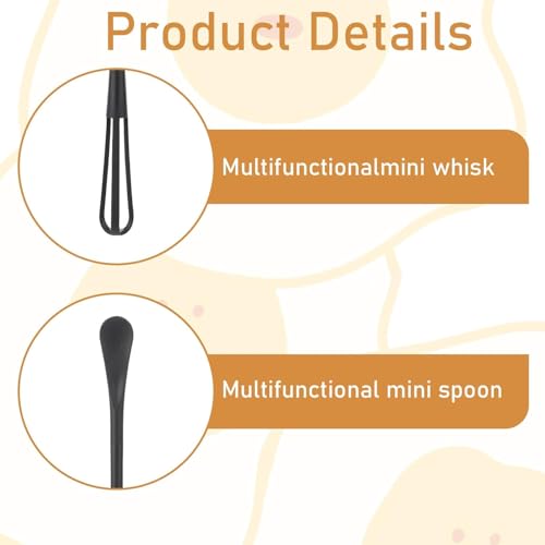 Image of 3 Pcs 2 in 1 Tiny Whisk, Multifunctional Small Whisks for Cooking, Mini Whisk, Mini Small Wisk for Blending, Whisking, Beating Ingredients, Mixing Sauces (3, Black)