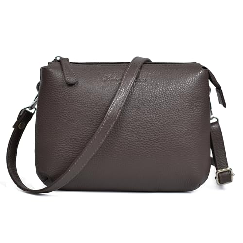 Sac à bandoulière en cuir véritable pour femme sac à main multi-poches chic