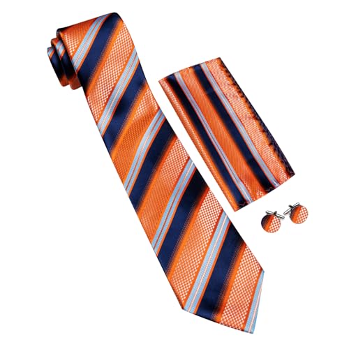 Image of Barry.Wang Mens Tie Set Plaid Check Neckties Formal Business Wedding Luxury Pocket Square Cufflinks