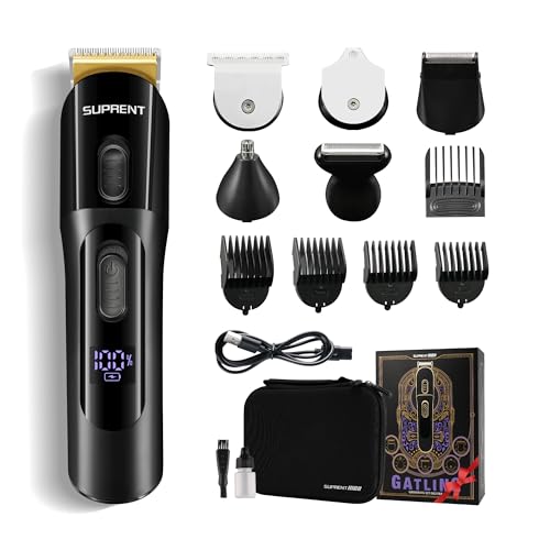SUPRENT Beard Trimmer for Men - 16 Pieces Mens Grooming Kit with Electric Beard Trimmer, Adjustable Hair Trimmer, Hair Clippers, Razors for Beard, Hair, Body, Groin, Nose & Ear, Waterproof IPX7