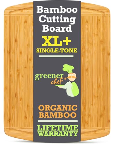 Greener Chef 18 x 15 Inch XL Bamboo Cutting Boards for Kitchen, Stove Top Butcher Block, Extra Large Wooden Board for Meat, Veggies, Board with Deep Juice Grooves