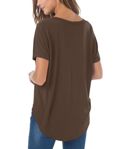 Image of Herou Women Loose Fit T-Shirts Soft Short Sleeve Crew Neck Casual Tee Tops | Lightweight,Basic,Workout,Comfortable,High Low Hem,Oversized