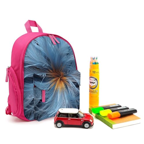 Big Blue Flower Backpack Small Book Bag with Side Pocket, Lightweight Durable Backpack, Travel Rucksack, Pink-style3