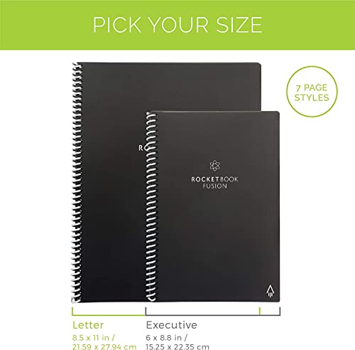Image of Rocketbook Fusion Smart Reusable Notebook - Calendar, To-Do Lists, and Note Template Pages with 1 Pilot Frixion Pen & 1 Microfiber Cloth Included - Scarlet Sky Cover, Executive Size (6 inch x 8.8 inch)