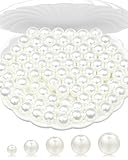 200pcs FIVEIZERO Pearl Beads for Crafts, 12mm White Craft Pearls, Large Loose Pearls with Holes for Jewelry Making, Wedding Accessories, and Decorations
