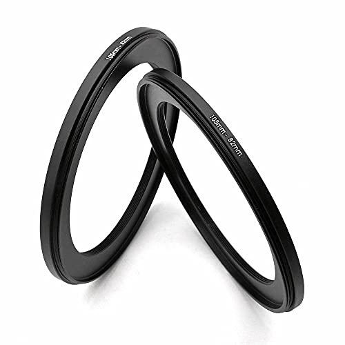 105-82mm Metal Step-Down Adapter Ring, 105mm Lens to 82mm Filter Size Accessories Lens Filter Adapter Ring, 2 Pieces LingoFoto