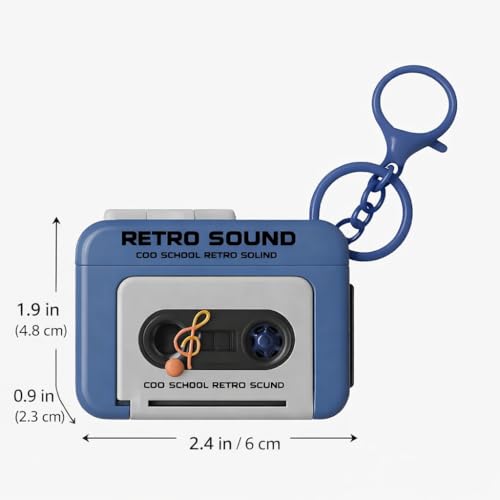 Image of Retro Cassette Tape Mini Voice Recorder Keychain | 15 Second Sound Recorder with Playback | Portable Audio Recording Device | Cute Vintage Keychain Voice Message Gadget for Gifts Memories & Fun